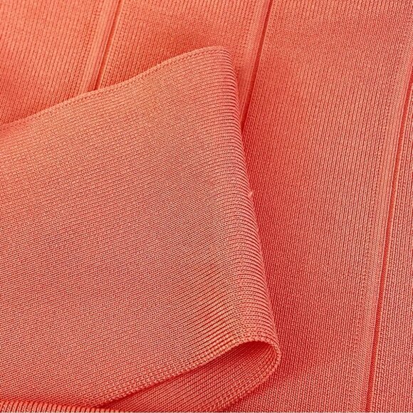NWT Herve Leger One Shoulder Mini Bandage Dress in Deep Sea Coral  Size XL - Picture 7 of 7